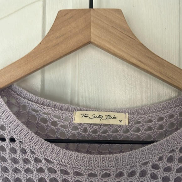 The Salty Babe | Jackie Too Open Knit Lavender Crew Neck Sweater Medium Hawaii - Picture 4 of 8